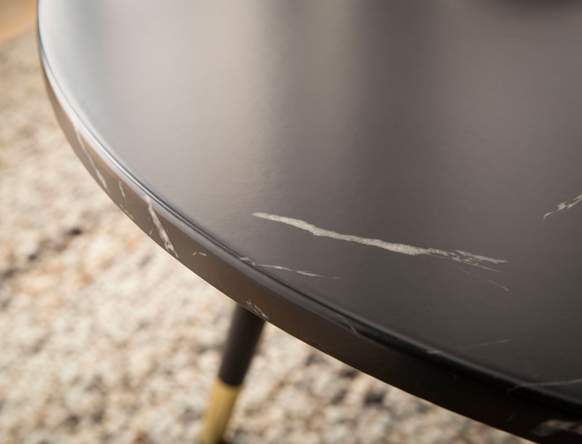 FineBuy Couchtisch 60x60x41 cm mit Marmor Optik Modern, Design Wohnzimmertisch mit Metall-Gestell, Sofatisch Rund Tisch, Beistelltisch Wohnzimmer | Farbe: Weiß