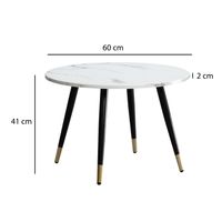 Couchtisch FineBuy Sofatisch Marmor Optik 60 cm Wohnzimmertisch Rund Tisch – Ansicht 3