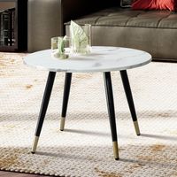 Couchtisch FineBuy Sofatisch Marmor Optik 60 cm Wohnzimmertisch Rund Tisch – Ansicht 1