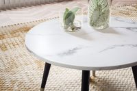 Couchtisch FineBuy Sofatisch Marmor Optik 60 cm Wohnzimmertisch Rund Tisch – Ansicht 4