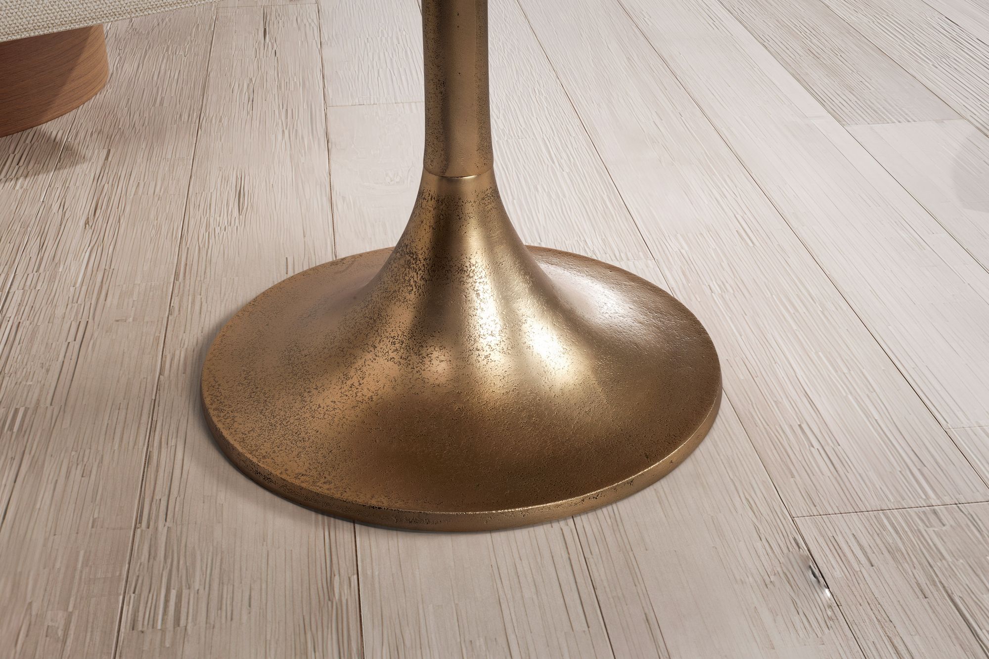 FineBuy Design Couchtisch rund 60 cm Metall gold - Goldener Wohnzimmertisch aus Aluminium - Runder handgefertigter Beistelltisch für Wohnzimmer | Farbe: Gold