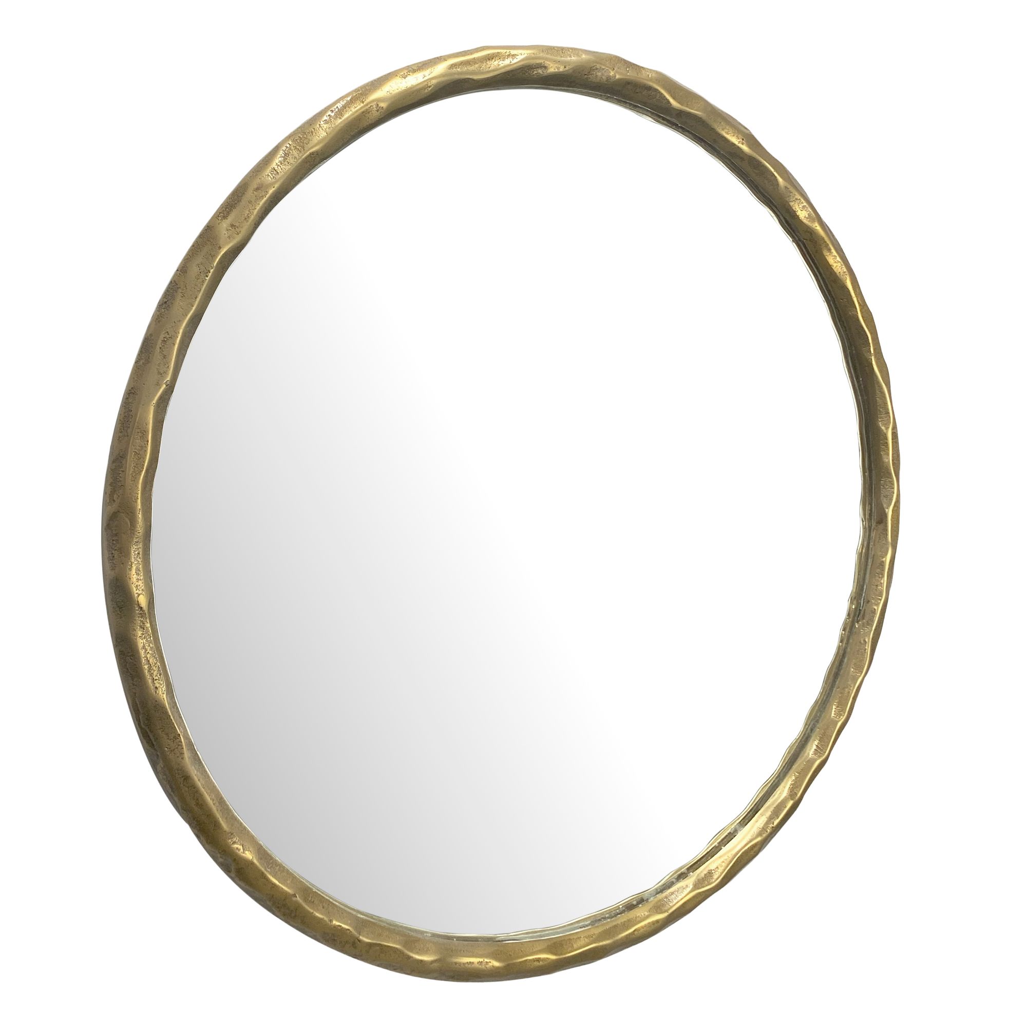 FineBuy Wandspiegel 60 cm Metall Design Hängespiegel Gold, Dekospiegel Rund mit Rahmen, Spiegel Wand Groß, Flurspiegel Garderobenspiegel Modern | Farbe: Gold