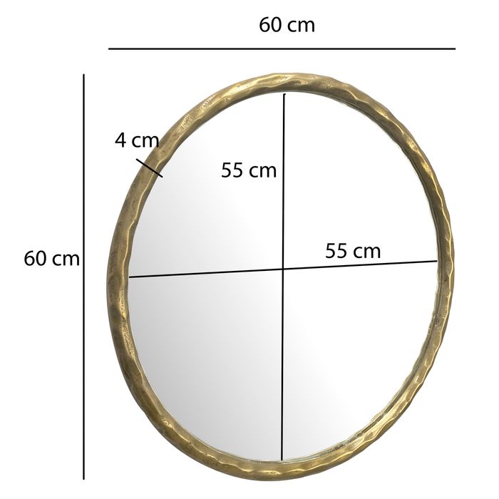 Wandspiegel FineBuy Flurspiegel Rund Metall 60 cm Spiegel Flur Hängespiegel – Maßzeichnung