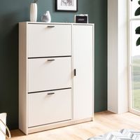 Schuhschrank FineBuy Schuhkipper Garderobe Weiß Schuhkommode Flurschrank Modern – Ansicht 1