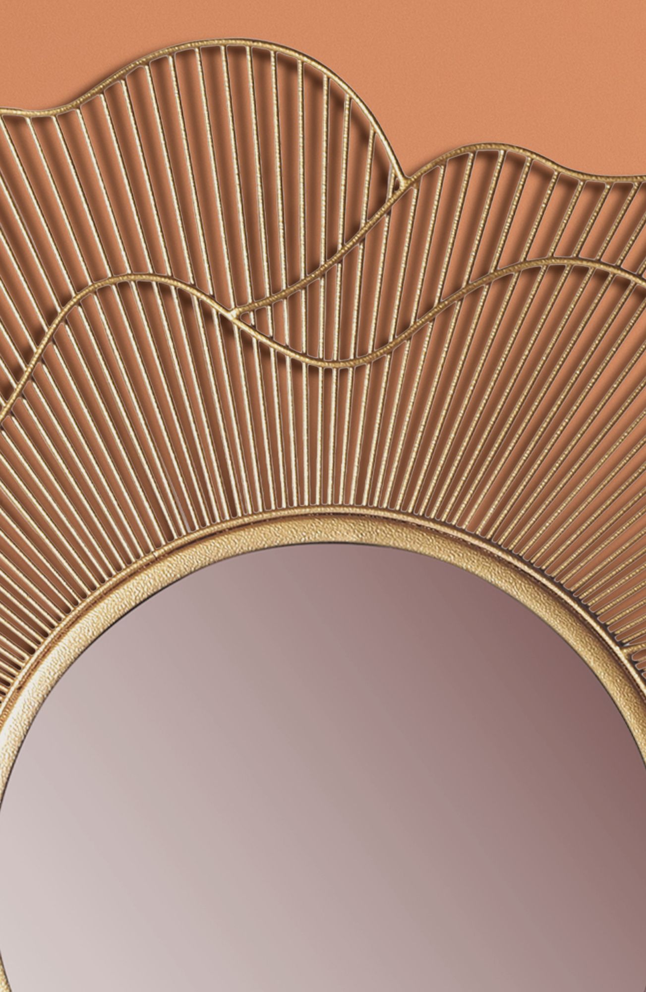 FineBuy Design Wandspiegel rund gold 77 cm groß - Flur Spiegel mit Goldrahmen Blüten - Dekospiegel modern für die Wand - Garderobenspiegel | Farbe: Gold