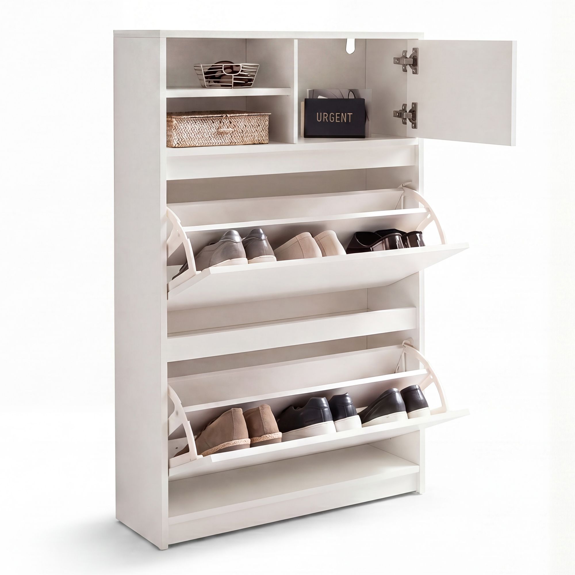 Schuhschrank FineBuy Schuhkipper Garderobe Weiß Modern Schuhkommode Flurschrank – Ansicht 6