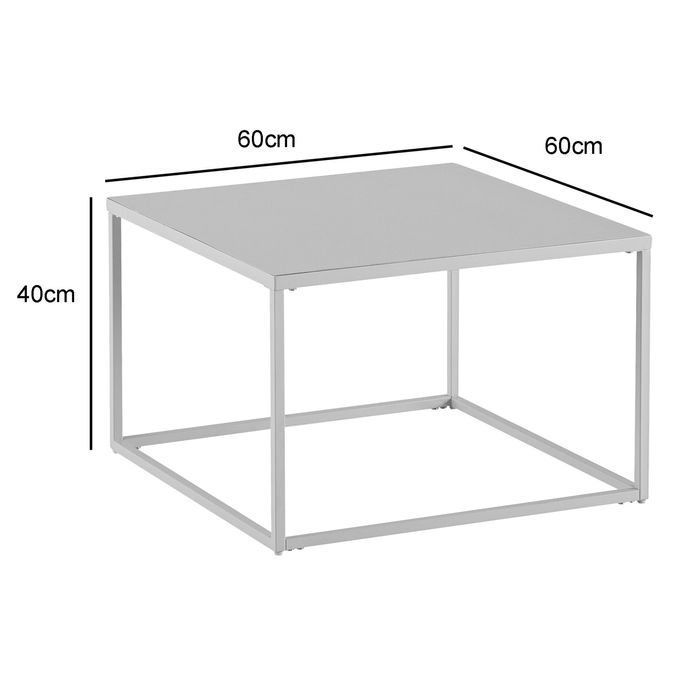 Couchtisch FineBuy Sofatisch 60 cm Weiß Metall Wohnzimmertisch Tisch Industrial – Maßzeichnung
