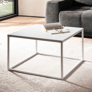 FineBuy Couchtisch 60x60x40 cm Metall Wohnzimmertisch Industrial Weiß, Sofatisch Quadratisch, Loungetisch Kaffeetisch Stahl, Beistelltisch Quadratisch