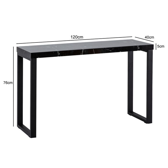 Konsolentisch FineBuy Anrichte 120cm Marmor Optik Flurtisch Schwarz Schreibtisch – Maßzeichnung