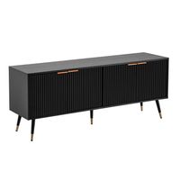 Lowboard FineBuy TV Schrank 150 cm Schwarz Türen Fernsehkommode Eiche Modern – Ansicht 6
