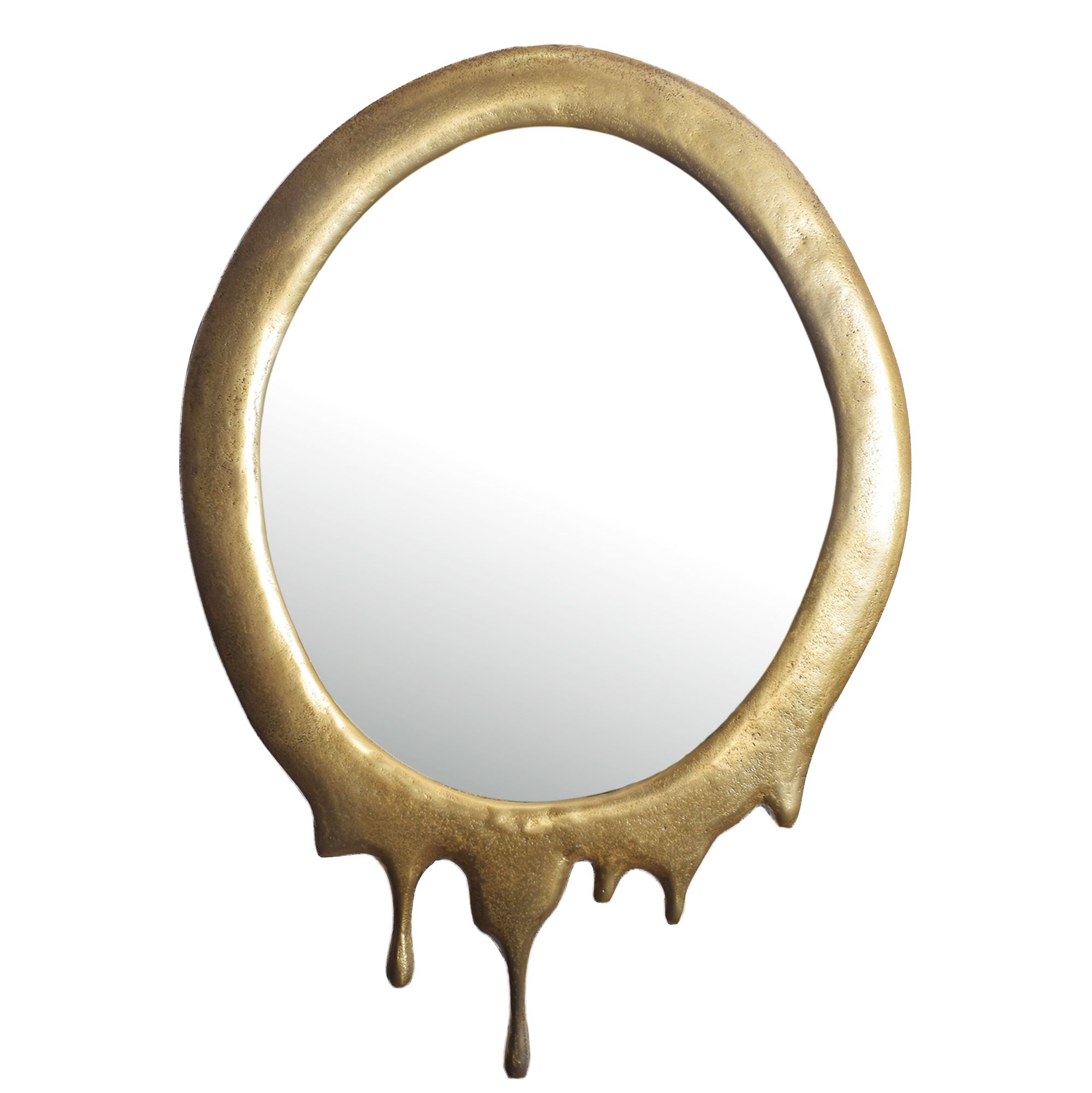 FineBuy Wandspiegel 50x71 cm Metall Design Hängespiegel Gold, Aluminium Dekospiegel Oval mit Rahmen, Spiegel Wand Groß, Flurspiegel Garderobenspiegel Modern | Farbe: Gold