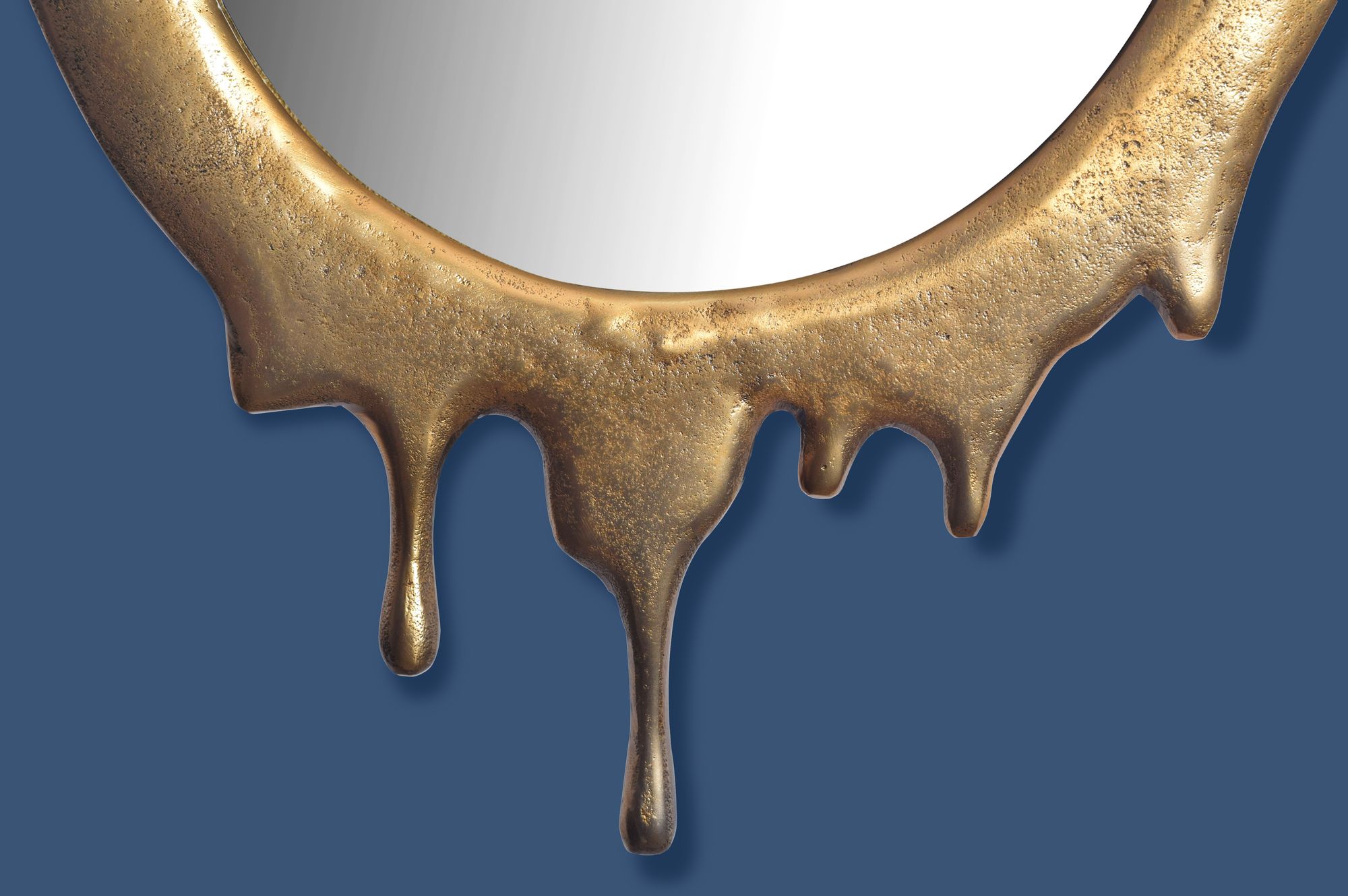 FineBuy Wandspiegel 50x71 cm Metall Design Hängespiegel Gold, Aluminium Dekospiegel Oval mit Rahmen, Spiegel Wand Groß, Flurspiegel Garderobenspiegel Modern | Farbe: Gold