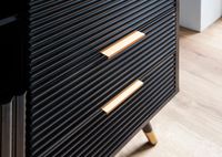 Kommode 77 cm in MDF Eiche Schwarz Dekor mit 2 Schubladen / 2 Türen und Ablage Design Sideboard Schrank – Ansicht 5