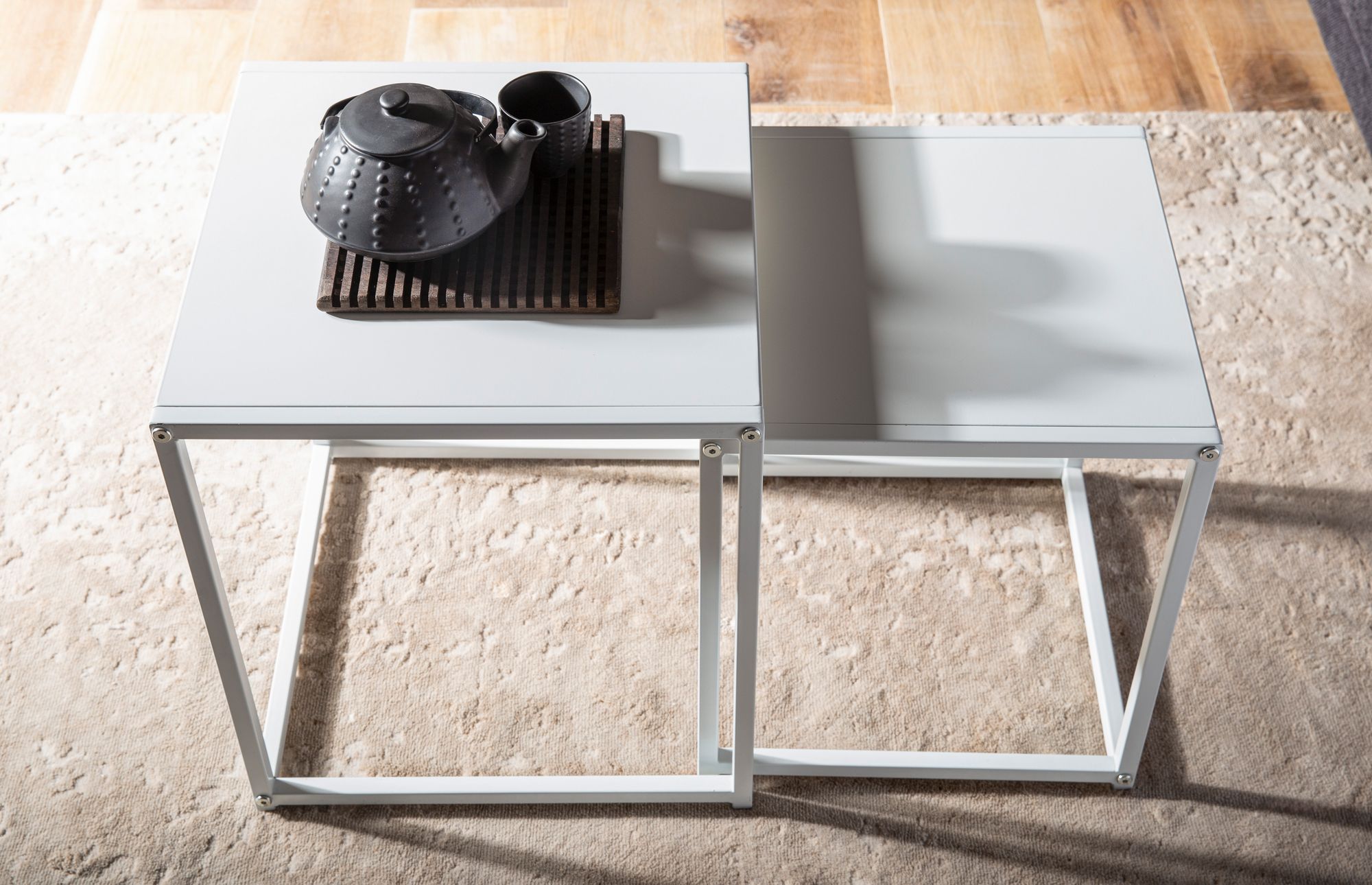 Beistelltisch FineBuy Satztisch Metall 2 teilig Couchtisch Tisch Set Weiß – Ansicht 4
