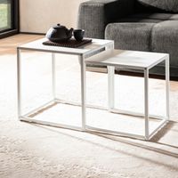 Beistelltisch FineBuy Satztisch Metall 2 teilig Couchtisch Tisch Set Weiß – Ansicht 1