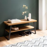 Schuhbank FineBuy 100 cm Garderobenbank Eiche Fischgrät Dekor Flur Schuhregal – Ansicht 1