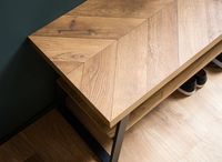 Schuhbank FineBuy 100 cm Garderobenbank Eiche Fischgrät Dekor Flur Schuhregal – Ansicht 4