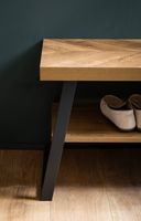 Schuhbank FineBuy 100 cm Garderobenbank Eiche Fischgrät Dekor Flur Schuhregal – Ansicht 5