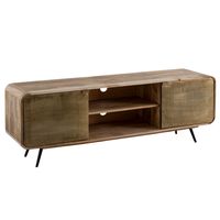 Massivholz TV-Board 160cm Kommode Mango mit goldener Hammerschlag Front Lowboard Fernsehschrank – Ansicht 6