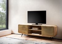 Massivholz TV-Board 160cm Kommode Mango mit goldener Hammerschlag Front Lowboard Fernsehschrank – Ansicht 2