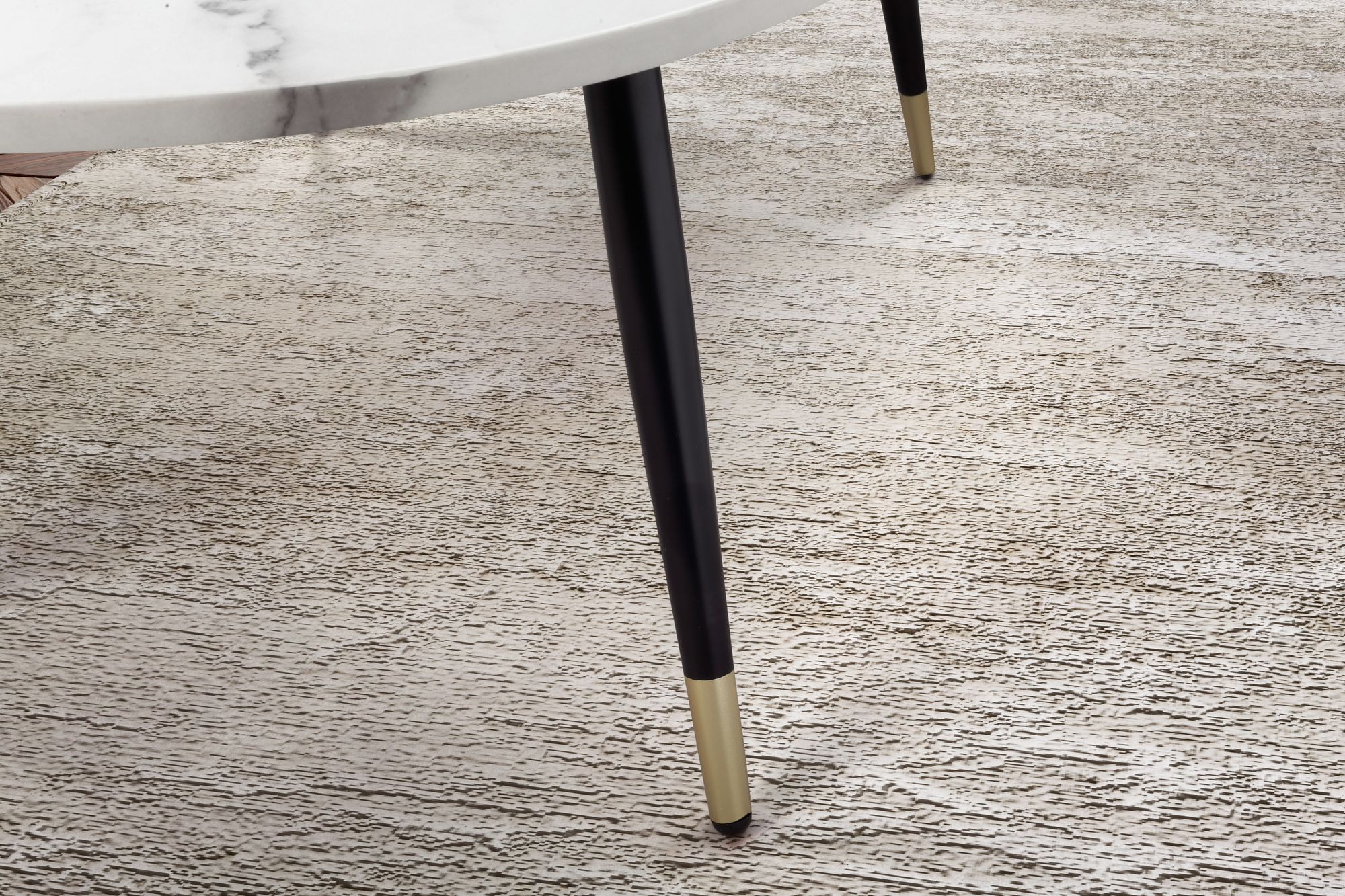 FineBuy Couchtisch 120x60x41,5 cm mit Marmor Optik Modern, Design Wohnzimmertisch mit Metall-Gestell, Sofatisch Oval Tisch Groß, Beistelltisch Wohnzimmer | Farbe: Schwarz