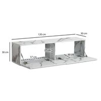TV Schrank FineBuy Hängend 120 cm Lowboard Marmor-Optik TV-Kommode Klapptür – Ansicht 3