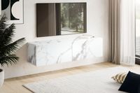 TV Schrank FineBuy Hängend 120 cm Lowboard Marmor-Optik TV-Kommode Klapptür – Ansicht 2