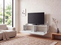 TV Schrank FineBuy Hängend 120 cm Lowboard Marmor-Optik TV-Kommode Klapptür – Ansicht 2