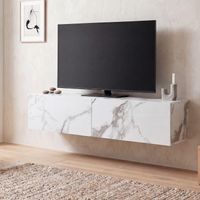 TV Schrank FineBuy Hängend 120 cm Lowboard Marmor-Optik TV-Kommode Klapptür – Ansicht 1