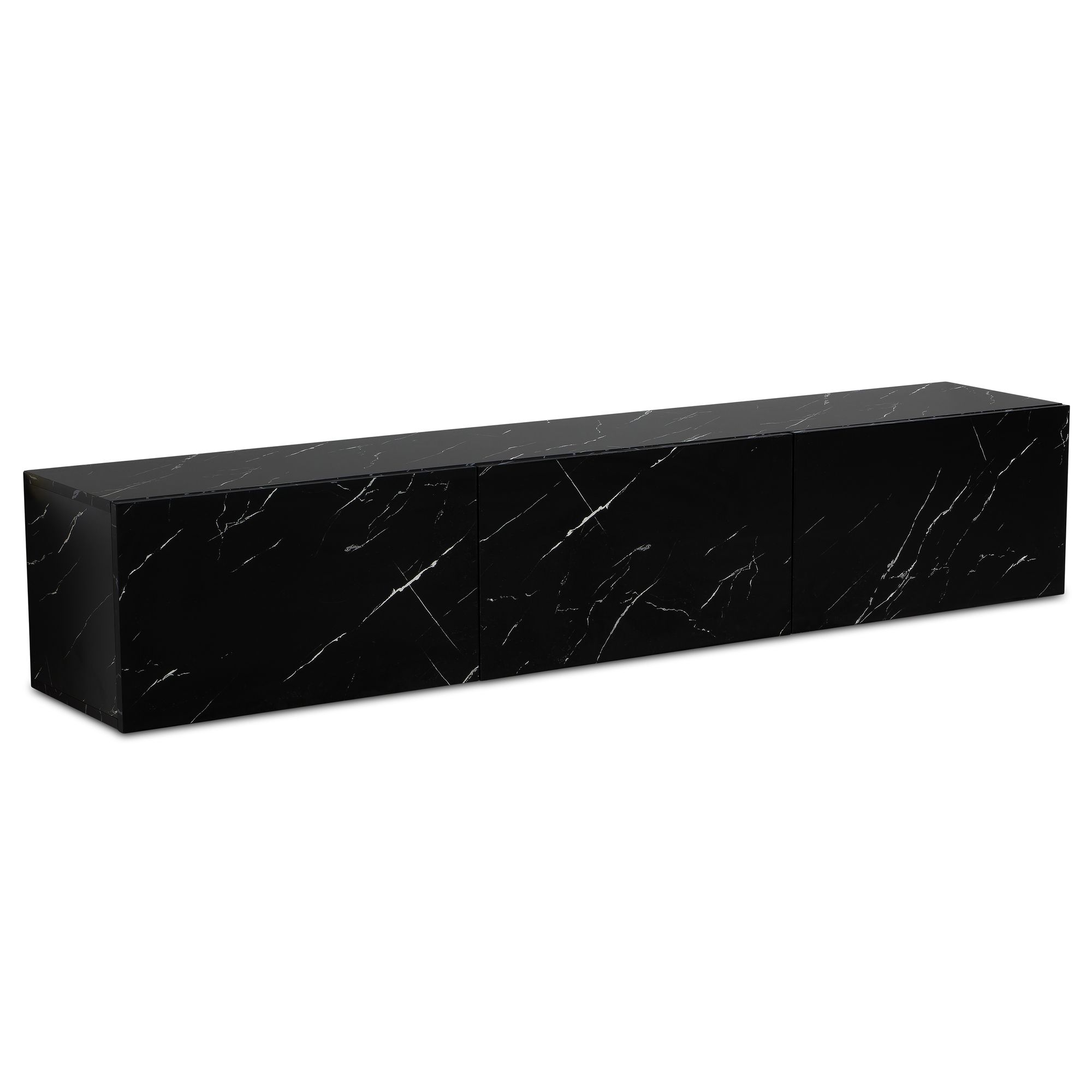 FineBuy Lowboard Hängend Marmor-Optik 160x30x30 cm TV-Schrank, Design Fernsehtisch mit Klapptüren Modern, Fernsehschrank Wand, TV-Kommode Fernsehkommode zum Aufhängen | Farbe: Weiß