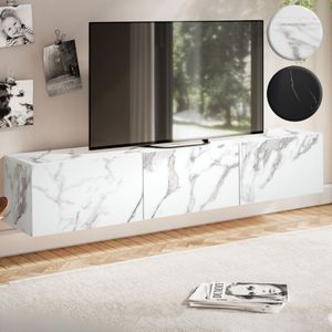 FineBuy Lowboard Hängend Marmor-Optik 160x30x30 cm TV-Schrank, Design Fernsehtisch mit Klapptüren Modern, Fernsehschrank Wand, TV-Kommode Fernsehkommode zum Aufhängen