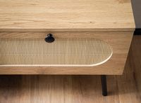 TV-Board 100cm MDF Eiche Dekor 2 Schubladen Wiener Geflecht Ratten Fernsehschrank Lowboard – Ansicht 4