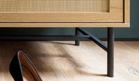 Schuhbank FineBuy Flurbank 100 cm Sitzbank Rattan Schuhregal Eiche Schubladen – Ansicht 5
