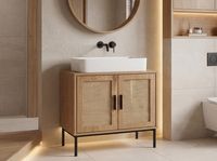 Waschbeckenunterschrank FineBuy Badschrank 60x60x40 cm Unterschrank Eiche Optik – Ansicht 4