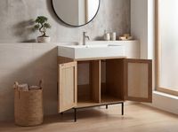 Waschbeckenunterschrank FineBuy Badschrank 60x60x40 cm Unterschrank Eiche Optik – Ansicht 2