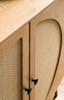 Kommode in Eiche Dekor 80 cm Sideboard mit 2 Türen aus Wiener Rattan Geflecht Design Highboard – Ansicht 5