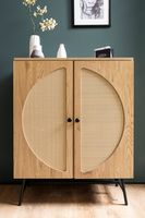 Kommode in Eiche Dekor 80 cm Sideboard mit 2 Türen aus Wiener Rattan Geflecht Design Highboard – Ansicht 4