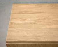 Sideboard 140cm MDF Eiche Dekor mit 3 Türen in Ratten Wiener Geflecht Design Kommode mit Metall Schwarz – Ansicht 5