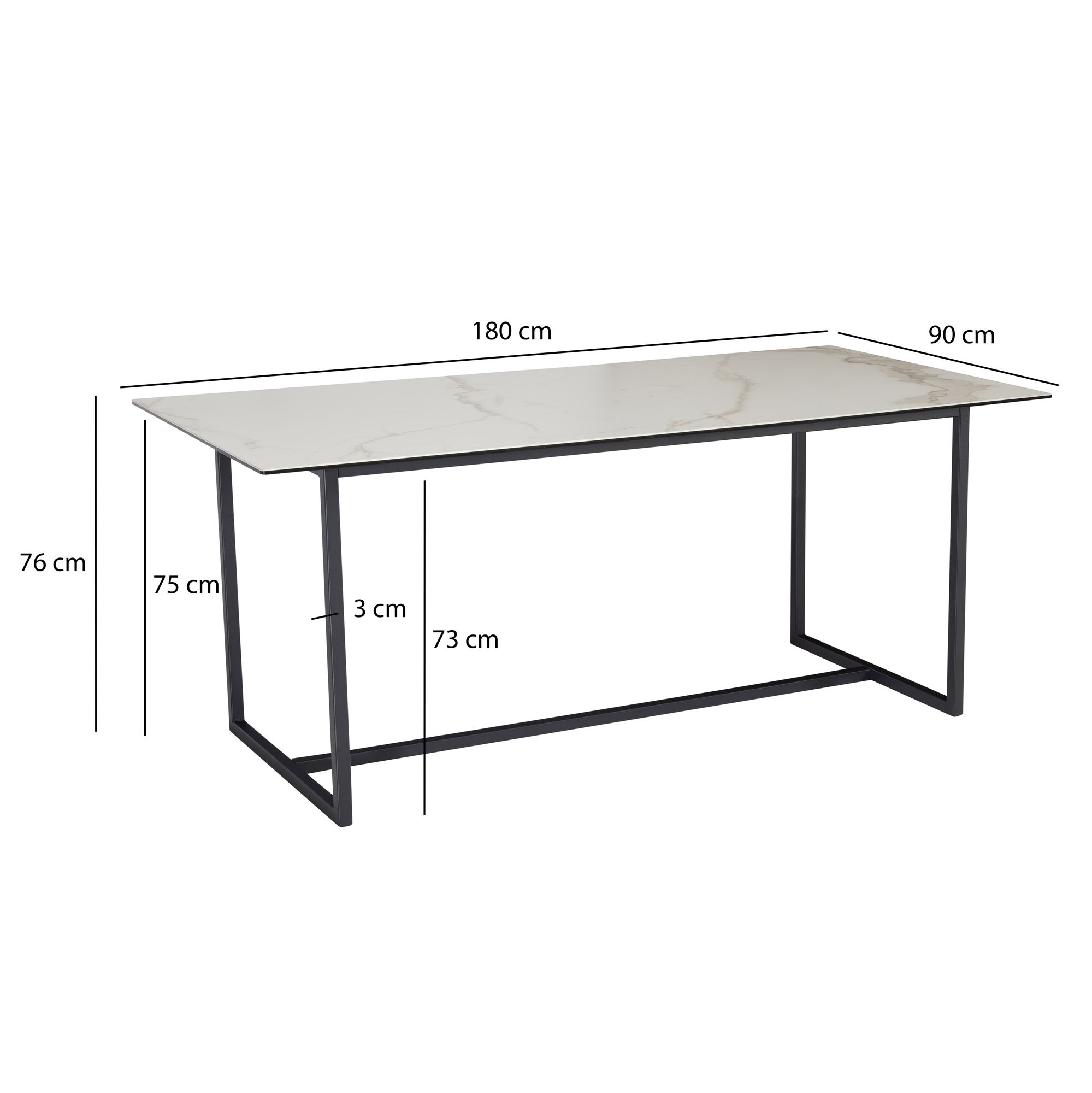 FineBuy Design Esstisch Keramik Glas 180 x 90 cm Keramiktisch Esszimmertisch – Ansicht 3