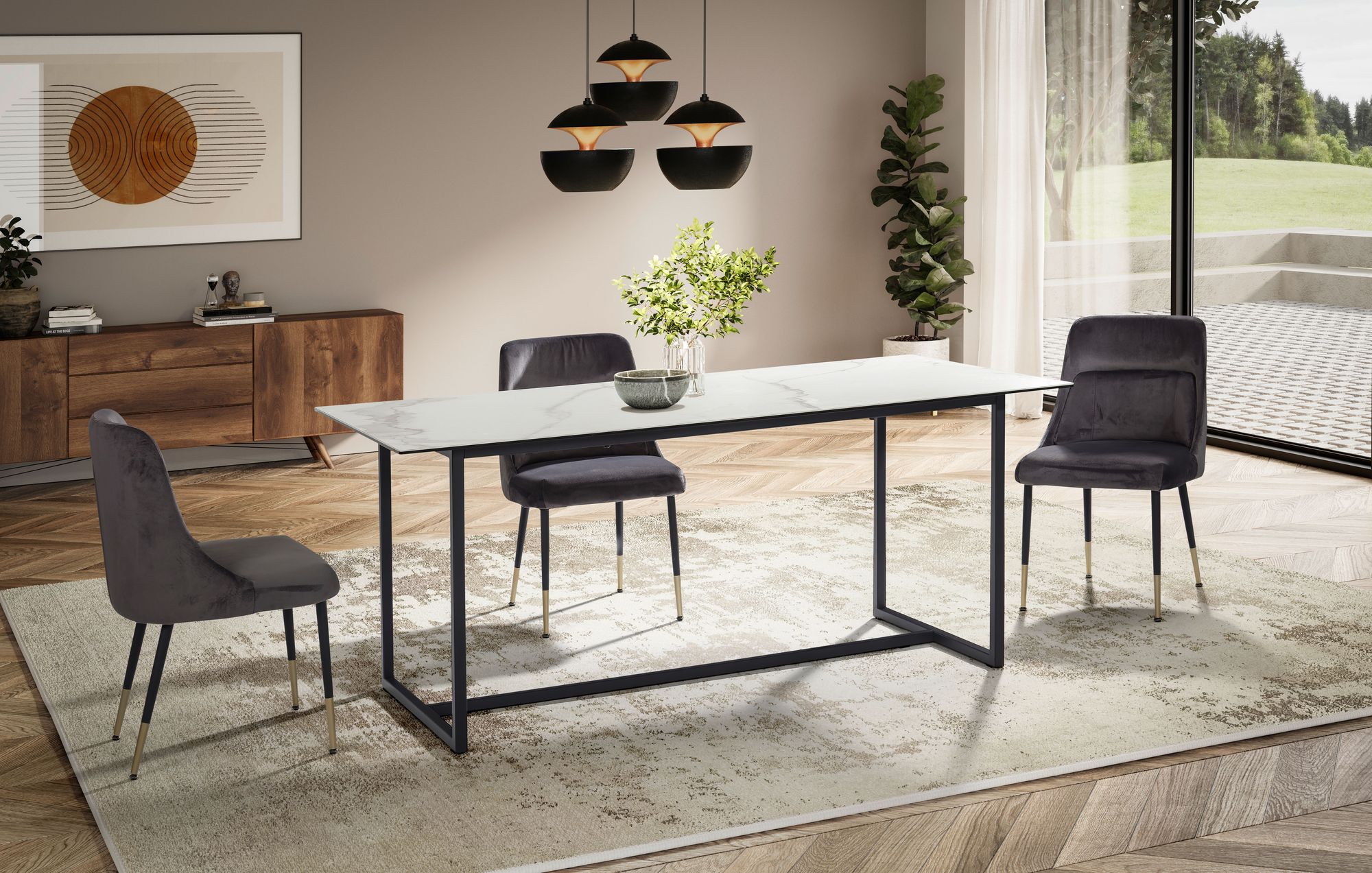 FineBuy Design Esstisch Keramik Glas 180 x 90 cm Keramiktisch Esszimmertisch – Ansicht 2