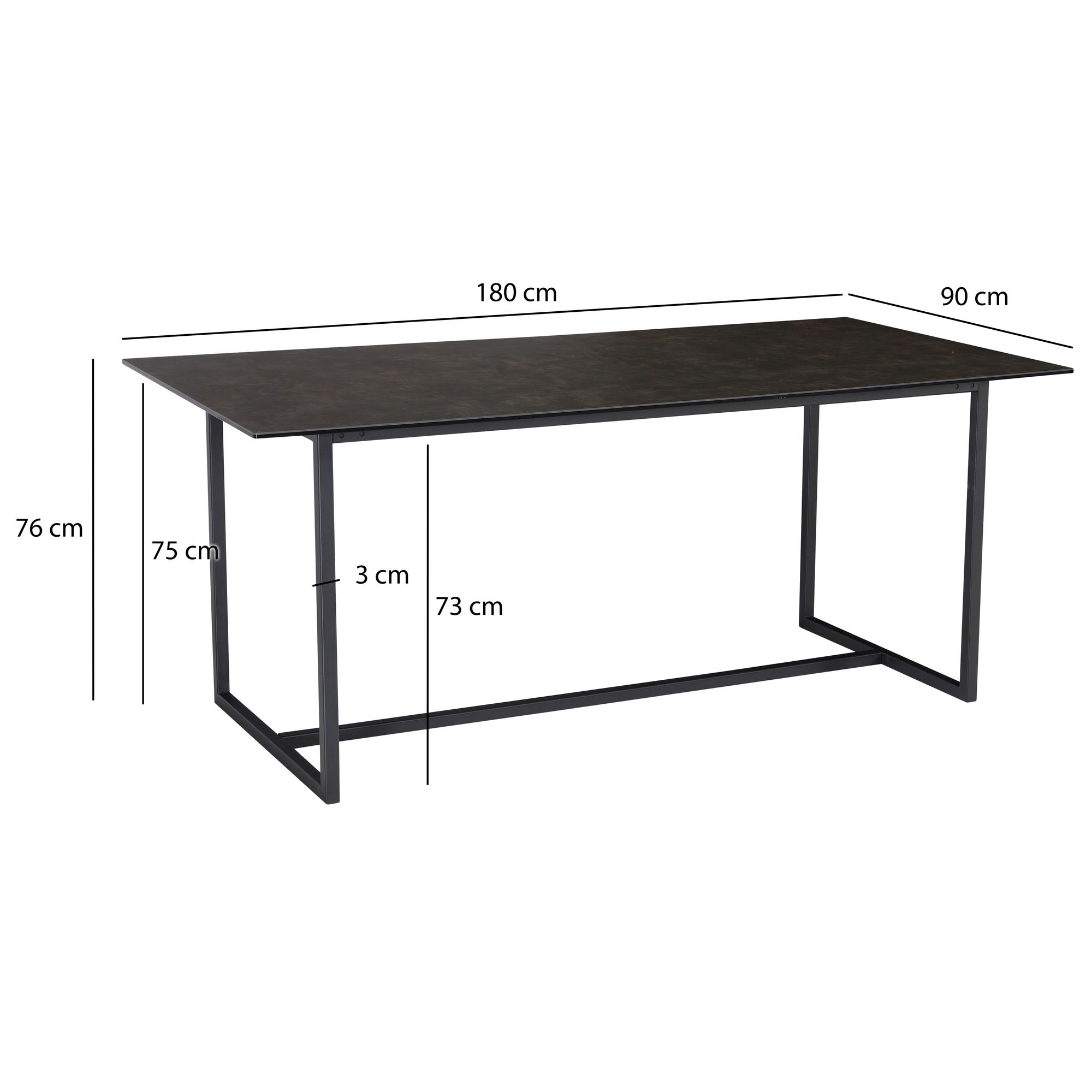 FineBuy Design Esstisch Keramik Glas 180 x 90 cm Keramiktisch Esszimmertisch – Ansicht 3