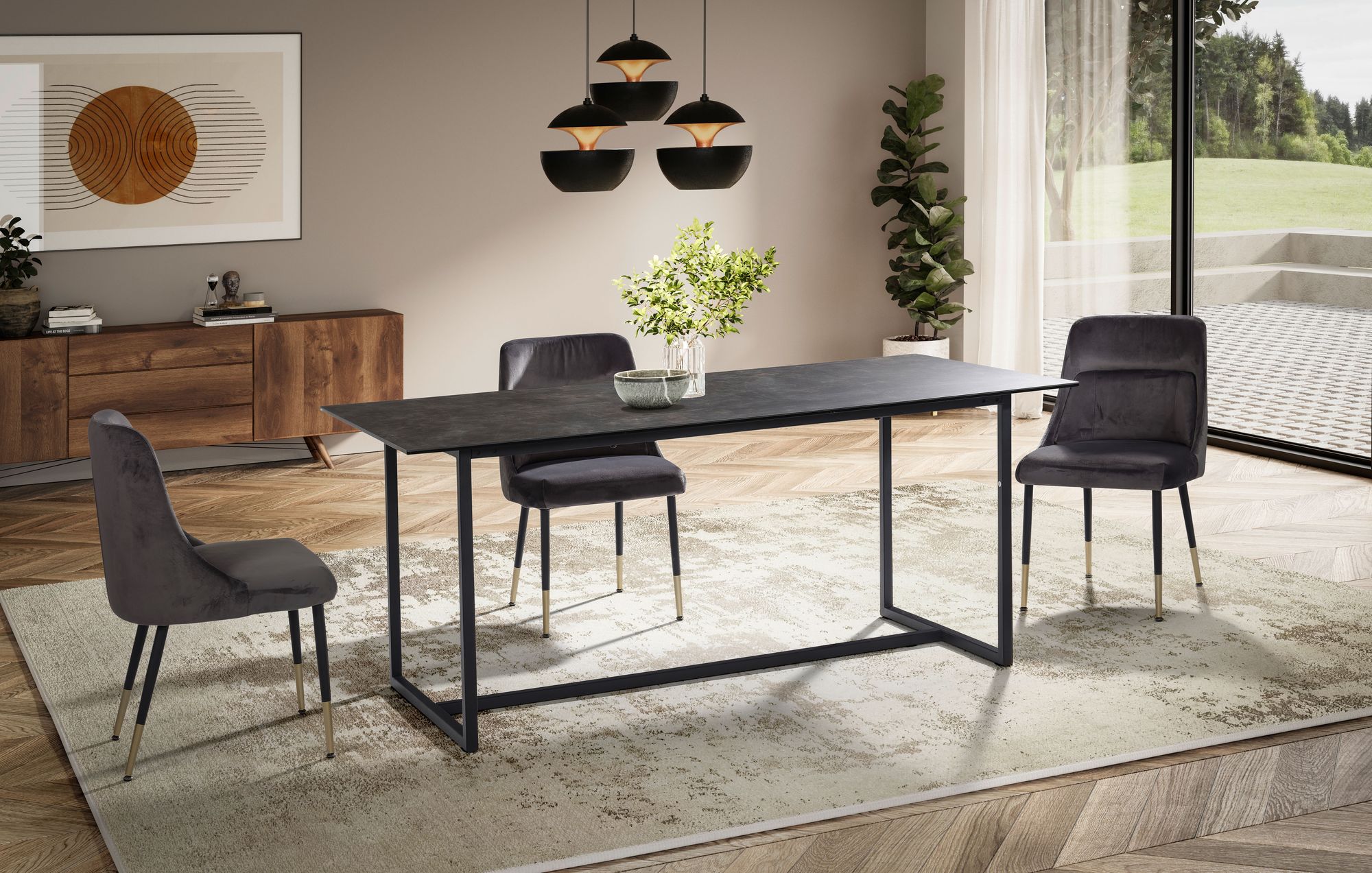 FineBuy Design Esstisch Keramik Glas 180 x 90 cm Keramiktisch Esszimmertisch – Ansicht 2