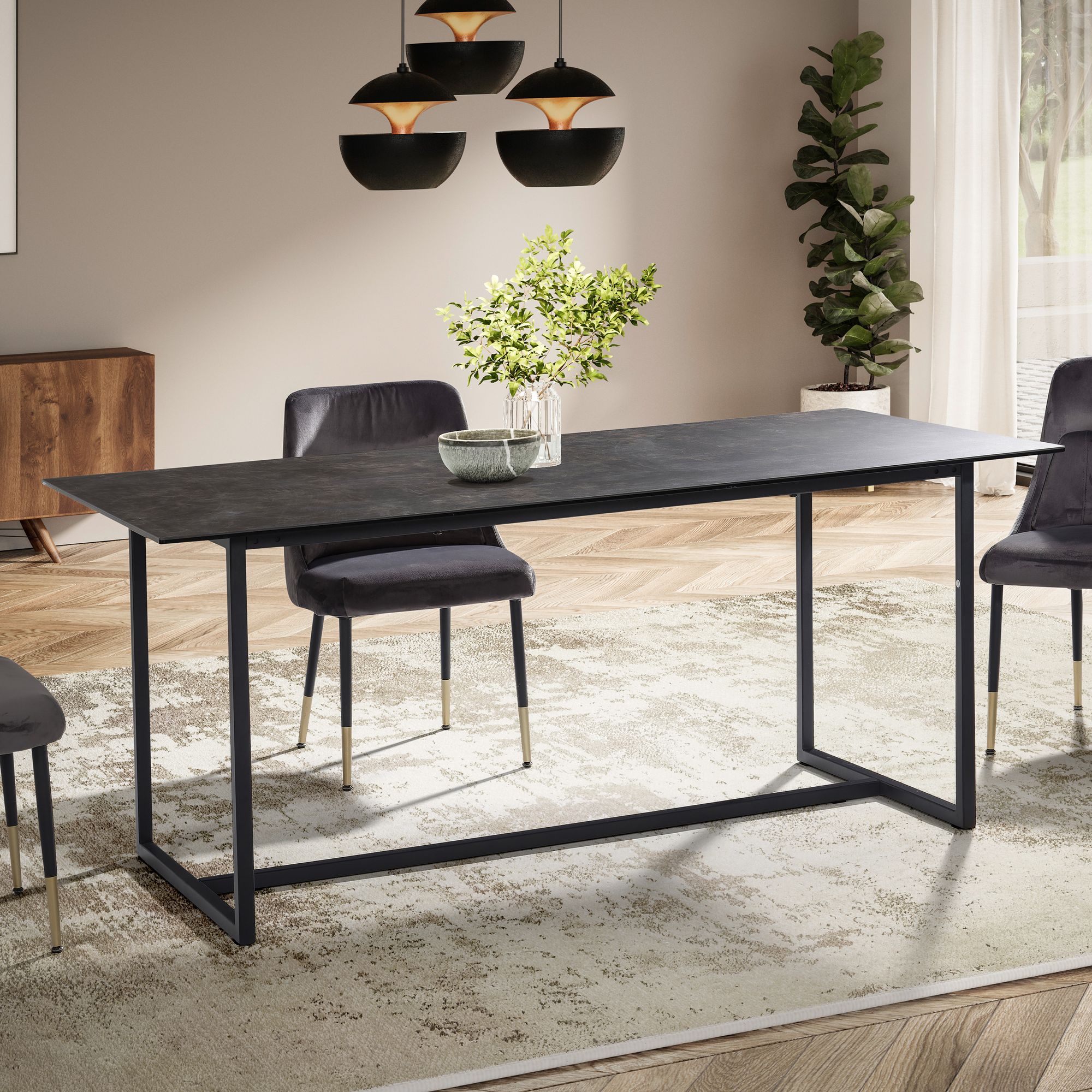 FineBuy Design Esstisch Keramik Glas 180 x 90 cm Keramiktisch Esszimmertisch – Ansicht 1