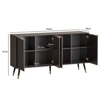Sideboard 150cm MDF Eiche Schwarz Dekor Kommode mit 4 Türen edles Design – Ansicht 3