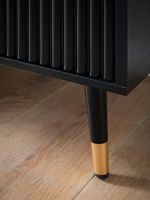 Sideboard 150cm MDF Eiche Schwarz Dekor Kommode mit 4 Türen edles Design – Ansicht 5