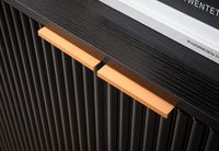 Sideboard 150cm MDF Eiche Schwarz Dekor Kommode mit 4 Türen edles Design – Ansicht 4
