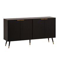Sideboard 150cm MDF Eiche Schwarz Dekor Kommode mit 4 Türen edles Design – Ansicht 6