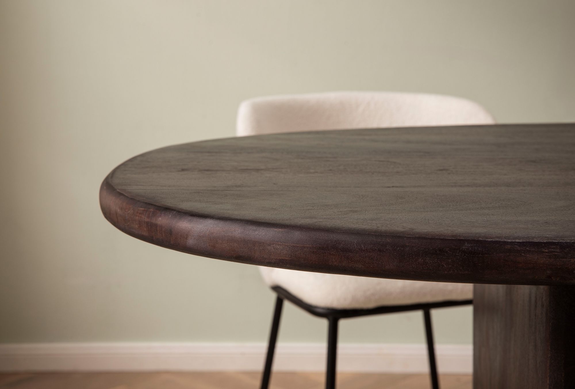 Esszimmertisch FineBuy Esstisch 180 cm Holz Dunkelbraun Küchentisch Nierenform – Ansicht 4