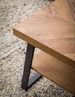 Couchtisch FineBuy Sofatisch 100 cm Braun Fischgrät Wohnzimmertisch Ablage – Ansicht 4
