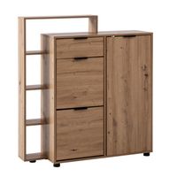Schuhschrank FineBuy Schuhkipper Garderobe Eiche 110 cm Schuhkommode Flurschrank – Ansicht 6